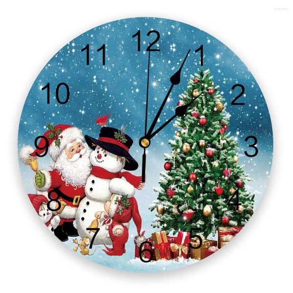 Horloges murales Merry Christams Tree Santanta Claus Corloge moderne Design Salon Decoration Mute Watch Home Interior Decor