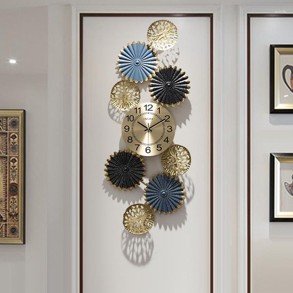 Horloges murales métal 3d horloge grande taille fantaisie chambre Chic montre de luxe élégant créatif insolite Orologio Da Parete accessoires pour la maison
