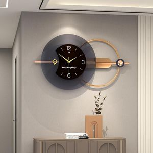 Relojes de pared Reloj de acrílico de metal Redondo de un solo lado Minimalista Silencioso Restaurante Entrada Sala de estar Arte Reloj Decoración