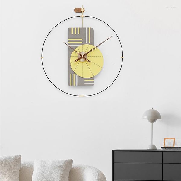 Horloges murales Horloge de chambre à coucher en métal suspendue bureau rond minimaliste articles de design moderne Relogio de Parede décor GPF35XP