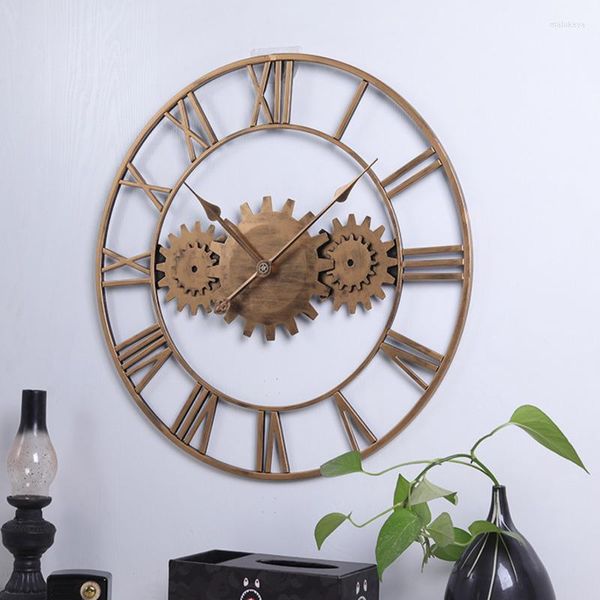 Relojes de pared, reloj de Metal, decoraciones de engranajes, colgante para el salón, decoración creativa sencilla para el hogar, adornos de oficina