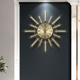 Horloges murales métal Designer horloge dorée luxe grand salon classique moderne silencieux Reloj De La Pared décors W