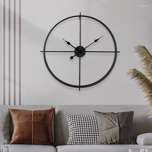 Horloges murales métal peinture fer forgé horloge Simple noir rond décoratif chambre salon muet montre silencieux Quartz
