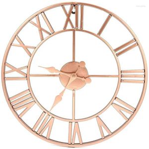 Horloges murales en métal rose doré cuivre romain ouvert horloge silencieuse à la maison européenne maison décorative muette ferrigé de 40 cm