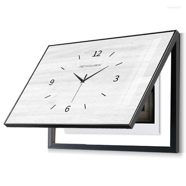 Horloges murales mètre boîte bois peinture décorative avec horloge Design moderne grand métal luxe silencieux salon décoration