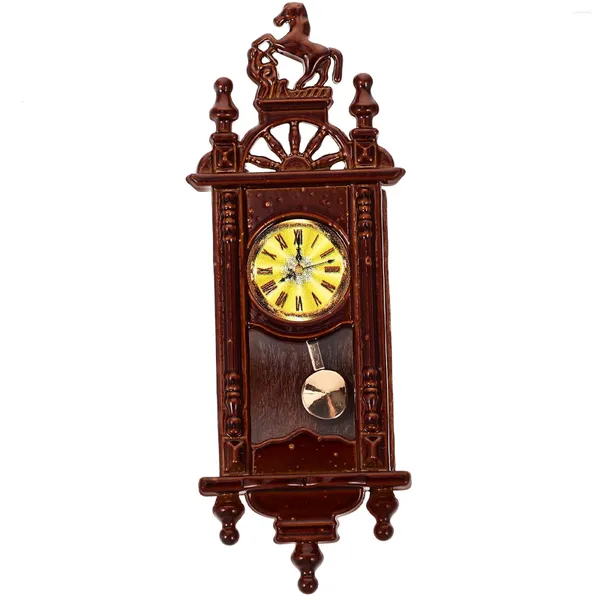 Relojes de pared Mini reloj pequeño colgante niño comida de madera casa de muñecas muebles modelo ornamental