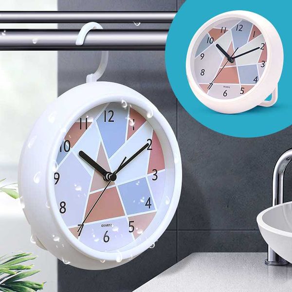 Relojes de pared Mini reloj de gancho baño antivaho impermeable cocina inodoro pequeña mesa de cuarzo adorno de mesa asiento relojes de pared