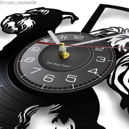 Horloges murales Schnauzer miniature Silhouette vinyle enregistrement horloge murale Donald race allemande poils chien décoration de la maison montre murale Z230711