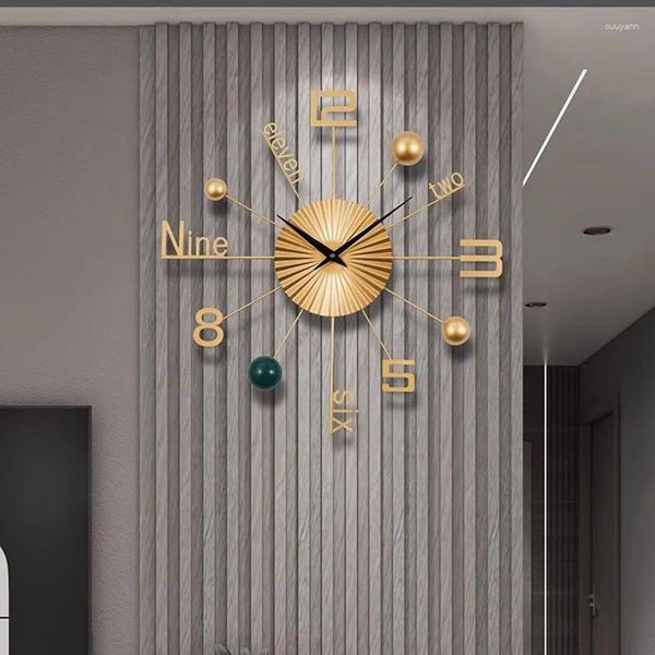 Relojes de pared Minimalismo Reloj europeo Luz Diseño de lujo Nórdico Silencioso Originalidad Simple Orologio Da Parete Decoración de la habitación