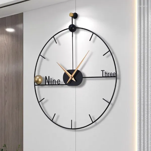 Horloges murales minimaliste grande taille chambre noire métal grand design moderne mains reloj de pared para sala chambre décor