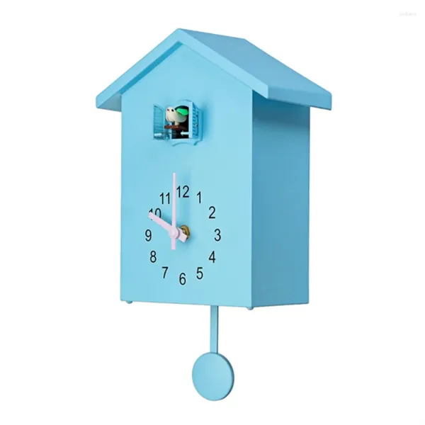 Relojes de pared Reloj de cuco minimalista Voces de pájaros naturales Decoración del hogar única Sonido con péndulo Sala de estar