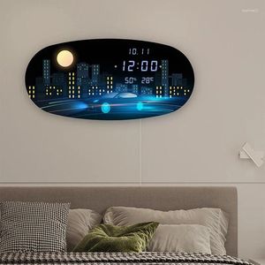 Wandklokken Minimalistische decoratie Woonkamer Mute Creatief Modern huis Licht Luxe aan de muur gemonteerde elektronische klokdecoraties