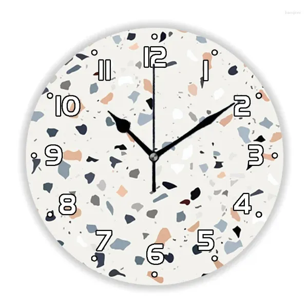 Horloges murales minimaliste pierres naturelles granit terrazzo marbre horloge montre pour salon moderne calcaire béton texture art