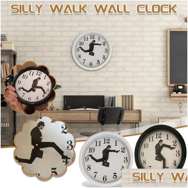 Relojes de pared Ministerio de paseos tontos Reloj Monty Python Flying Circus Captura perfecta Reloj clásico Divertido Caminar Silencio Mudo Drop De Dh2Xw