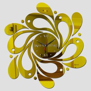 Wandklokken spiegel 3D horloge spiraalgolfvorm acryl gespiegeld decoratieve klok muurschildering moderne woning decor groothandel 66x63cm