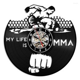 Wandklokken MMA Fight Combat Boksen Vechtsporten Record Klok Kracht Vechten Sport Home Decor Cage Fighter Boxer Disk Crafts