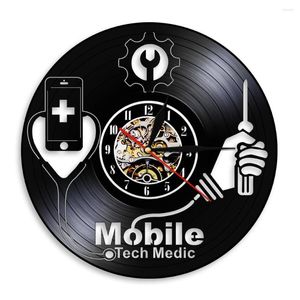 Horloges murales Mobile Tech Medic Horloge Design Moderne Noir Montres Suspendues Personnalité Art Décor Pour Téléphone Boutique