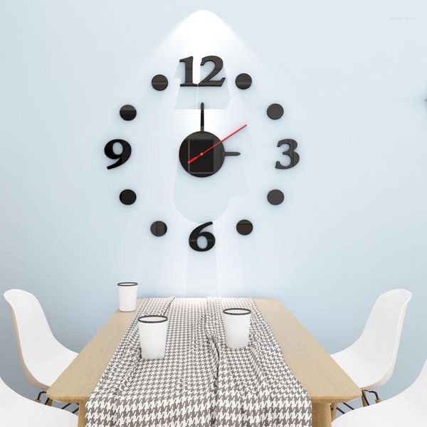 Relojes de pared moderno 3D reloj grande acrílico espejo pegatina DIY breve sala de estar moda hogar Decoración Meetting envío gratis