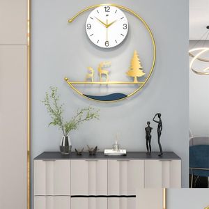 Relojes de pared Arte moderno Diversión Reloj de metal Sala de estar Oro Chic Elegante Reloj Dormitorio Silencioso Simple Horloge Murale Decoración para el hogar Drop Deli Dhva4