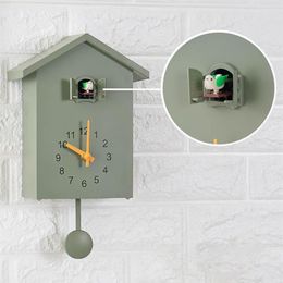 Relojes de pared Reloj de cuarzo de cuco de pájaro moderno, temporizador para sala de estar, decoración de oficina, regalos, reloj colgante 271W