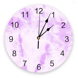 Horloges murales Horloge moderne Purple Tie-Dye Modèle PVC Décor à la maison Chambre Silent Oclock Montre pour salon
