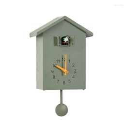 Wandklokken Modern Design Cuckoo Clock Luxe Noordse keuken Plastic horloge Creative Record rechthoekige Reloj Pared With Bird