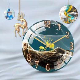 Horloges murales Design moderne mode verre décoratif horloge paysage lumière luxe coloré Art peinture bureau salon décor à la maison