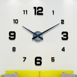 Horloges murales Design moderne grande horloge murale 3D bricolage horloges à quartz mode montres acrylique miroir autocollants salon décor à la maison Horloge 230616