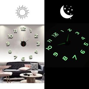 Horloges murales Design moderne Mini horloge 3D bricolage Quartz mode montres acrylique miroir autocollants salon décor à la maison HorlogeWallWall