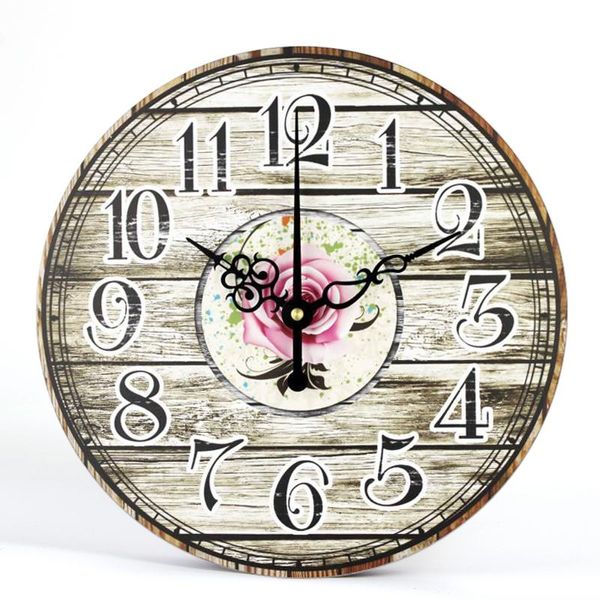 Relojes de pared de diseño moderno, reloj Vintage de imitación de grano de madera para oficina, cafetería, decoración de habitación para el hogar, cocina, reloj grande, decoración