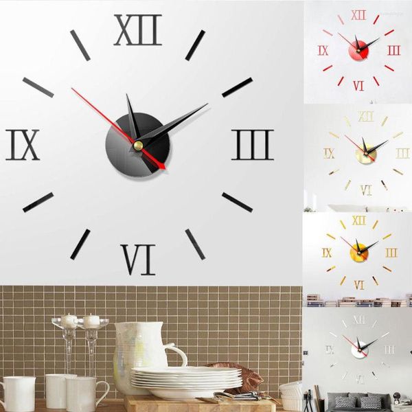 Horloges murales moderne bricolage grand nombre 3D miroir acrylique autocollant maison bureau décor Art Europe décalcomanie montre à Quartz Klok