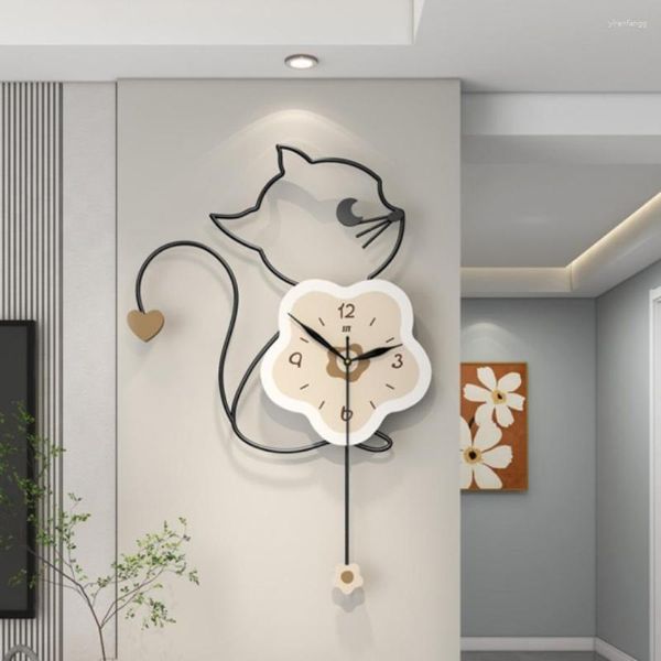 Horloges murales Style de mode moderne dessiner horloge simple suspendus mains montres verre calme chambre à coucher Relogio de Parede articles de décoration de la maison