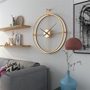 Horloges murales moderne grande horloge mécanisme modèles rond nordique métal luxe noir Duvar Saati maison et décoration AB50WC