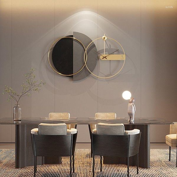 Horloges murales moderne lumière luxe tridimensionnel métal créatif salon décoration de la maison artisanat personnalité horloge