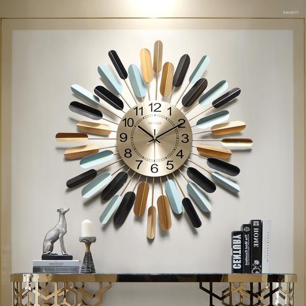 Horloges murales moderne luxe livraison gratuite fer art salon ferme métal grand reloj pared décor maison