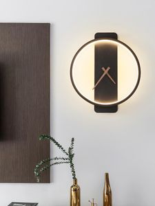 Horloges murales moderne luxe lampe salon horloge décoration chambre chevet nordique mode Simple