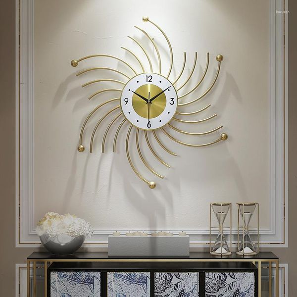 Relojes de pared modernos de lujo para sala de estar, moda creativa, cuarzo Simple, diseño silencioso, Horloge, decoración del hogar