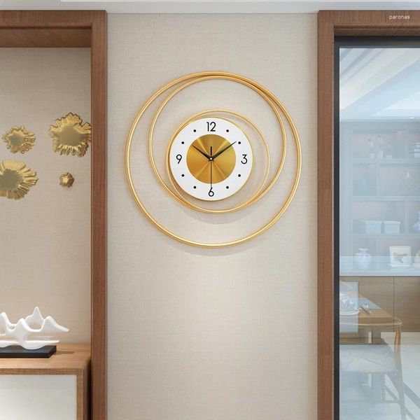 Relojes de pared modernos de lujo de hierro forjado, silenciosos, para el hogar, sala de estar, porche, decoración Mural, vestíbulo, tienda, pegatina, manualidades