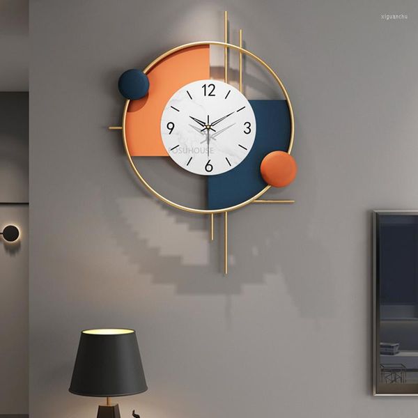 Relojes de pared Reloj decorativo de hierro forjado de metal moderno para muebles de sala de estar Entrada de hogar creativo silencioso