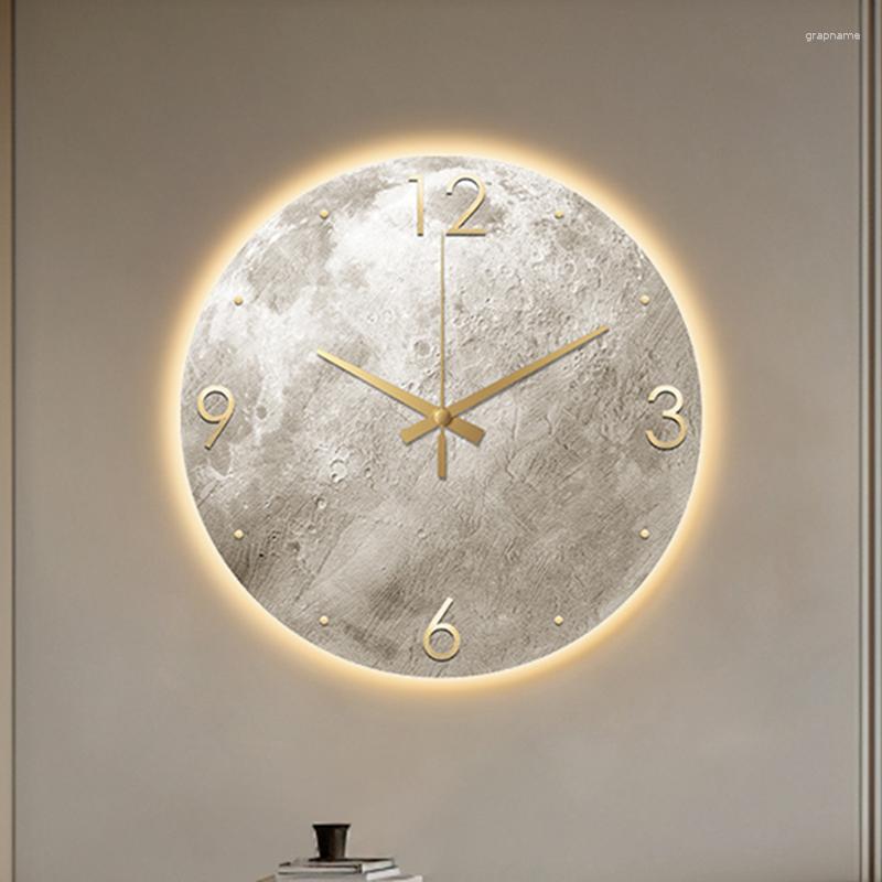 Wall Clocks Modern Minimalist Clock Living Room Moon Sandstone Painting Fashion Restaurant Ideas Light Decoration ZY50GZ