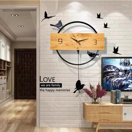 Wandklokken Moderne minimalistische klok Houten slaapkamer Rustige Europese woonkamer Reloj Pared Decorativ Decoratie