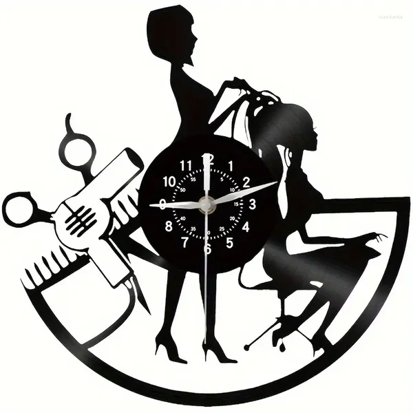 Horloges murales Salon de beauté à horloge silencieuse moderne adaptée aux salons de coiffure et (sans batterie)