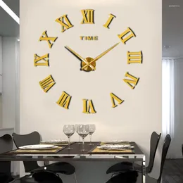 Horloges murales Design de style moderne Design Digital DIY Clock Silent Room Living pour la décoration de la maison Autocollants sans poinçon