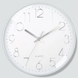 Horloges murales Horloge élégante moderne Silencieuse NonTicking Ronde 8 pouces Facile à lire Bureau École Salon Décoration 231030