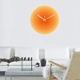 Wandklokken Moderne zonsondergangklok Stille, niet-tikkende batterij-aangedreven Decoratief voor woonkamerdecoratie