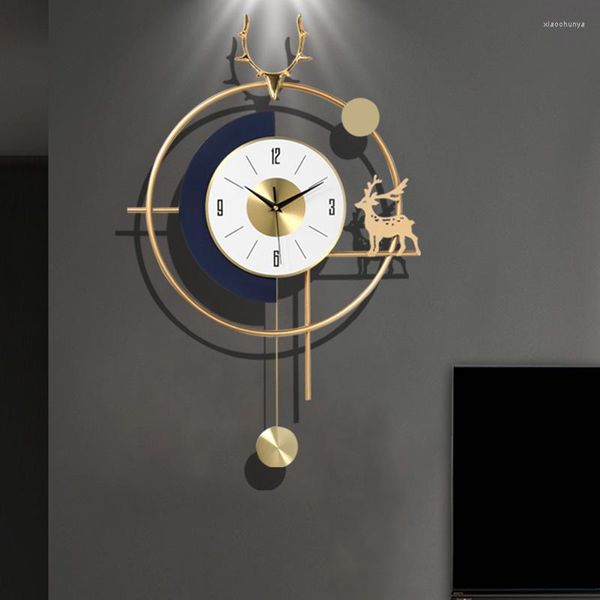 Relojes de pared Moderno Reloj Inusual Silent Kitchen Art Metal Science Hanging Watch Pendulum Diseño nórdico Wanduhr Muebles Decoración de muebles
