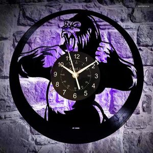 Horloges murales Singe Gorille Record Horloge Unique Chambre Ou Salon Décor - Idées Cadeaux Pour Garçons Et Filles Art Moderne