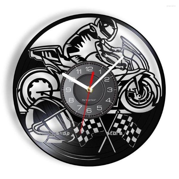 Relojes de pared para motocicleta, reloj de grabación de carreras, música Retro, decoración del hogar, reloj silencioso, regalo para motociclista y corredor