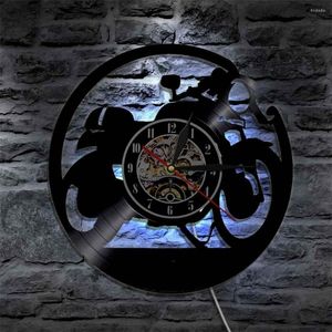 Wandklokken Motorfiets Retro Clock Cafe Racer Pub Bar Club Decor Led Light Motorcyclist Riders Gift