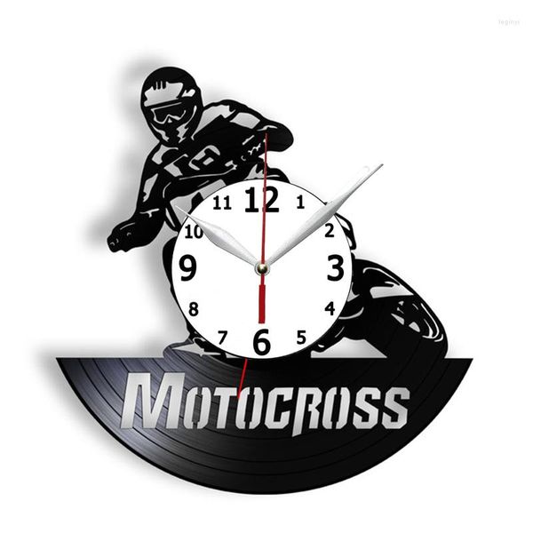 Horloges murales Moto Thème Vintage Horloge Motocross Record Racing 3D Décoration Bar Club Pub Décor À La Maison